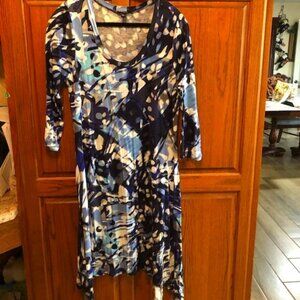 Cupio Brand Blue, black and white t-shirt dress. Size L